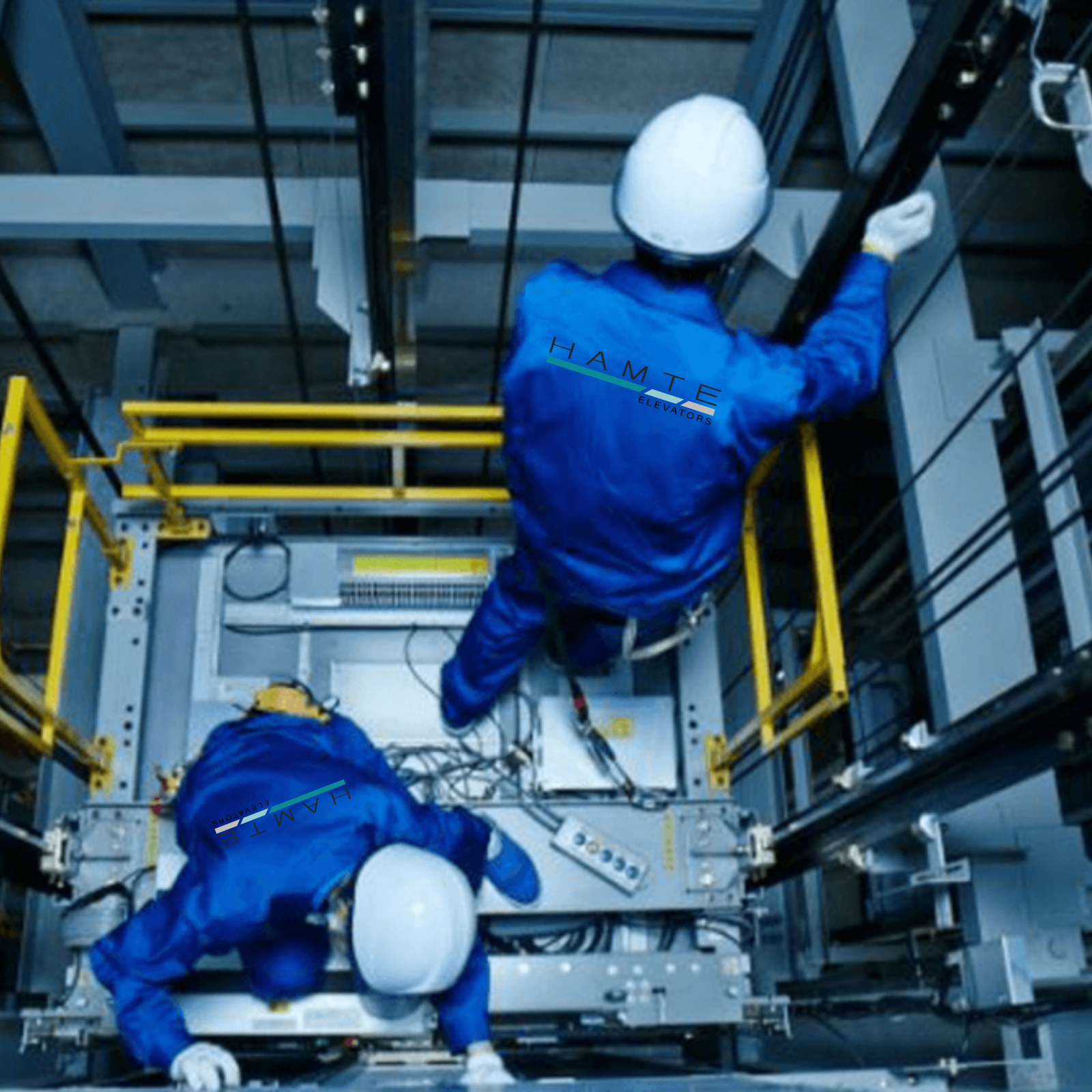 Elevator Maintenance 2 guys working